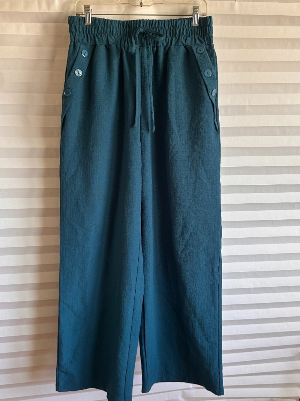 Shein Teal Blue Faux Drawstring Waist Casual Lounge Pants Womens Size 12 L